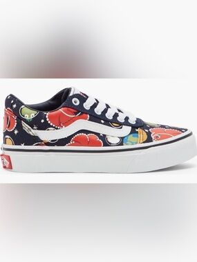 Vans Navy Low-Top Sneakers with Red and Blue Planet Motif